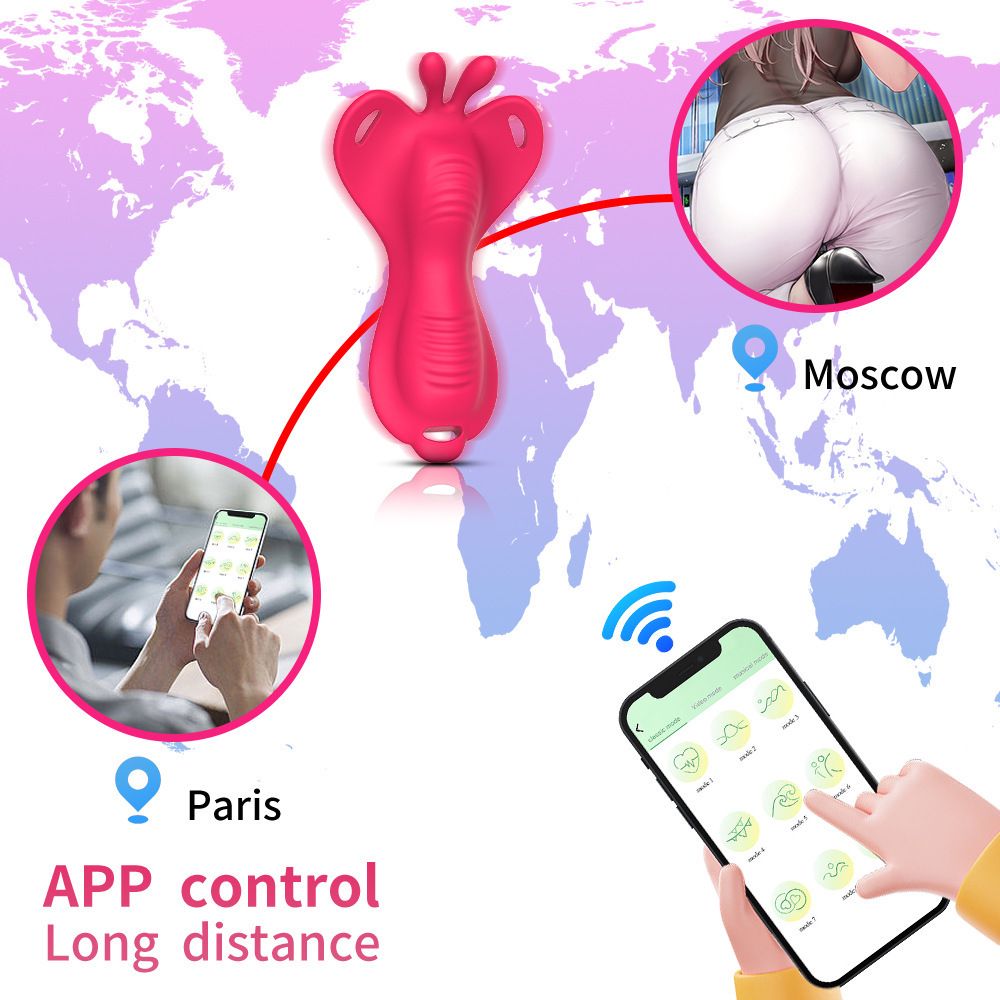 (Remote~Controlled Rose Red) Sex Toys for Women APP Remote Control Butterfly Wearable Strap Vibrating Egg Massager Female Masturbator Adult Toy