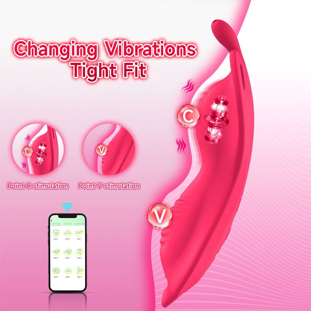 (Remote~Controlled Rose Red) Sex Toys for Women APP Remote Control Butterfly Wearable Strap Vibrating Egg Massager Female Masturbator Adult Toy