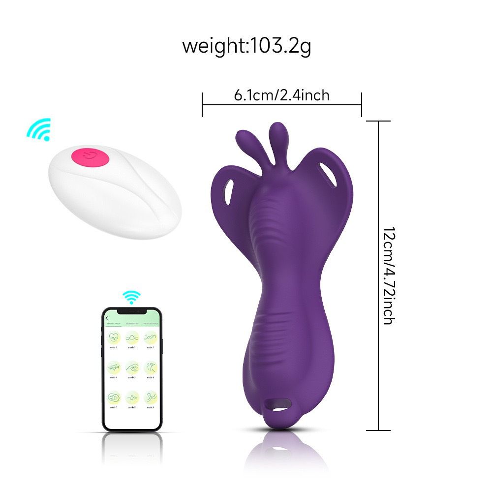 (Remote~Controlled Rose Red) Sex Toys for Women APP Remote Control Butterfly Wearable Strap Vibrating Egg Massager Female Masturbator Adult Toy