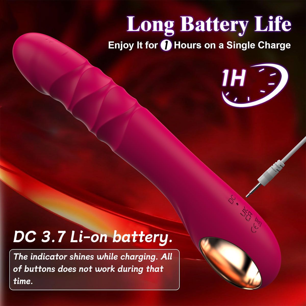 (Red) Vibrator for Women Adult Sex Toy Massager Dildo with 10 Vibration Frequencies Female Masturbation G-Spot Vibrator