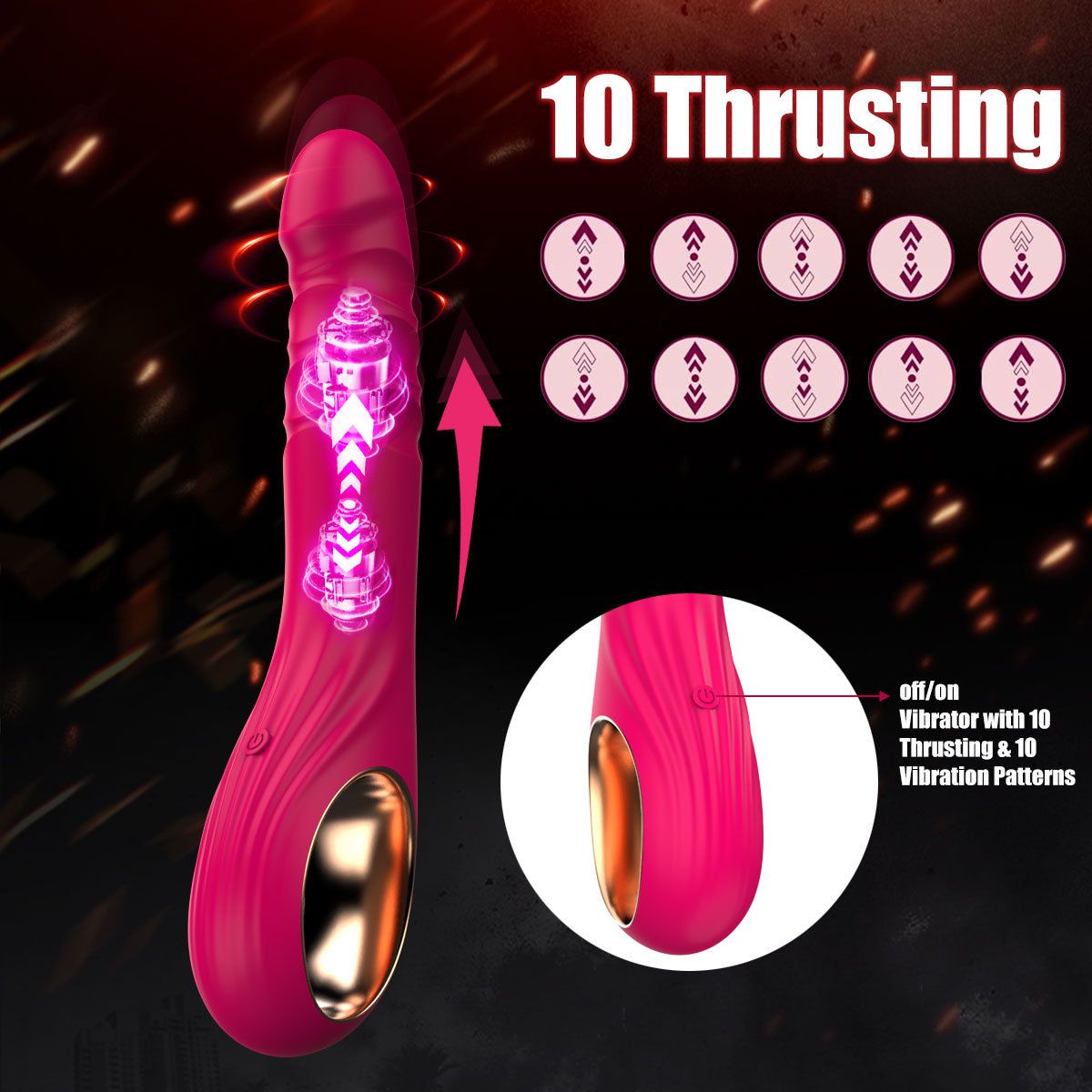(Red) Vibrator for Women Adult Sex Toy Massager Dildo with 10 Vibration Frequencies Female Masturbation G-Spot Vibrator
