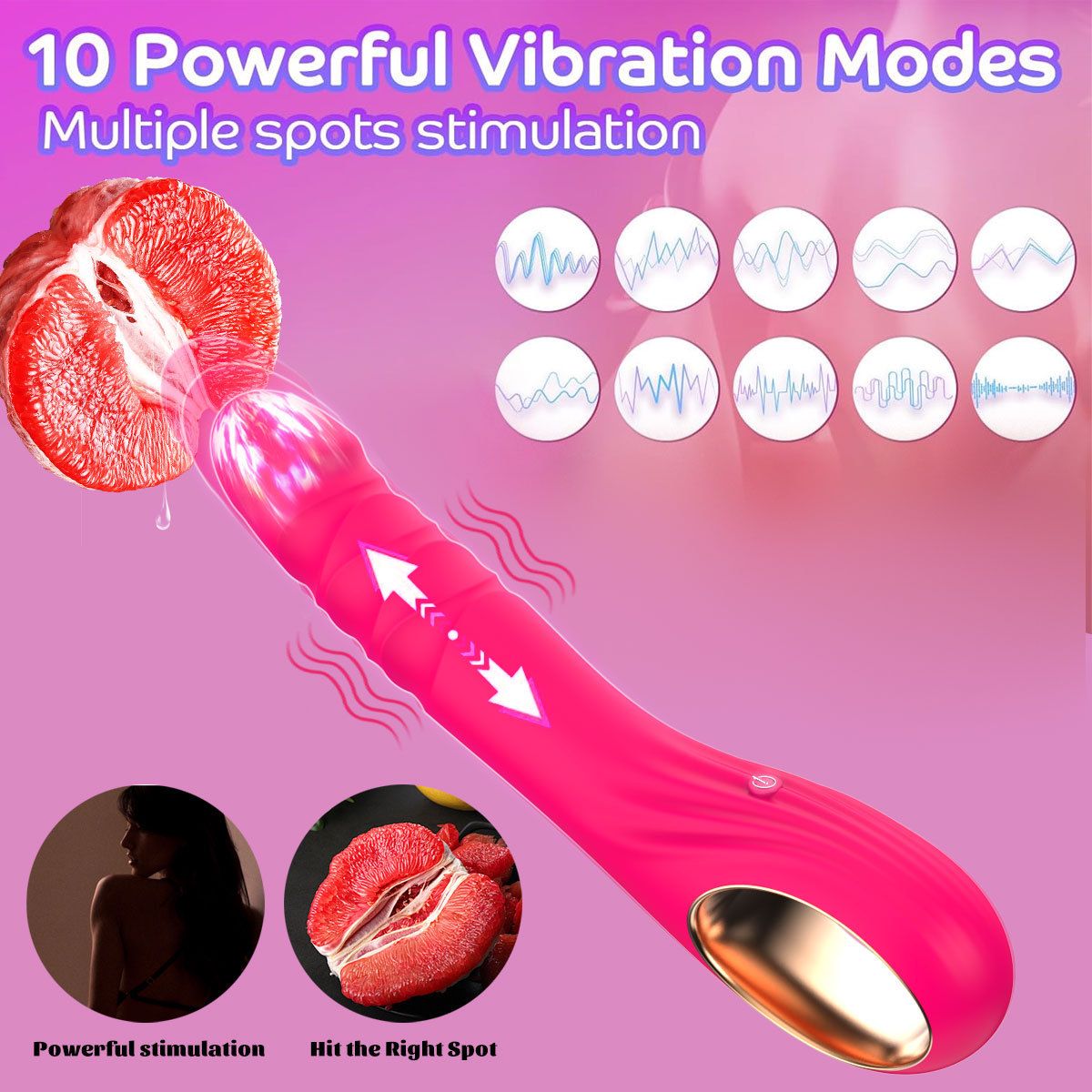 (Red) Vibrator for Women Adult Sex Toy Massager Dildo with 10 Vibration Frequencies Female Masturbation G-Spot Vibrator
