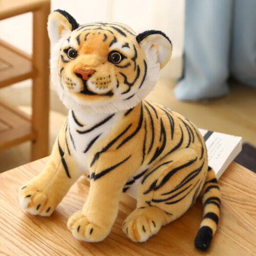 (Yellow, 23CM) Lifelike Tiger Plush Toy Soft Stuffed Doll Kid Gift