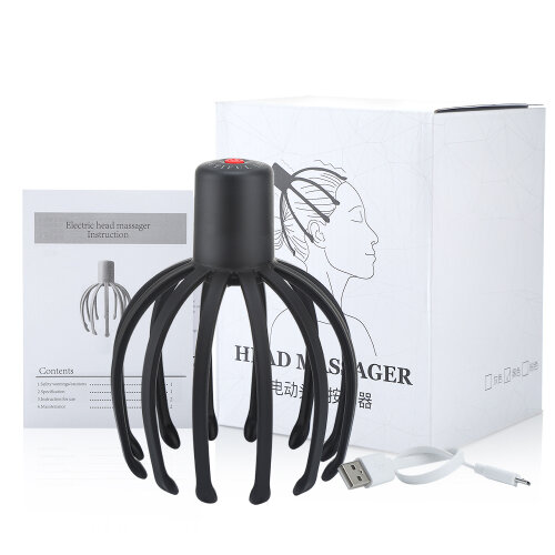 (black) Electric Octopus Claw Scalp Massager Stress Relief Therapeutic Head Scratcher Re