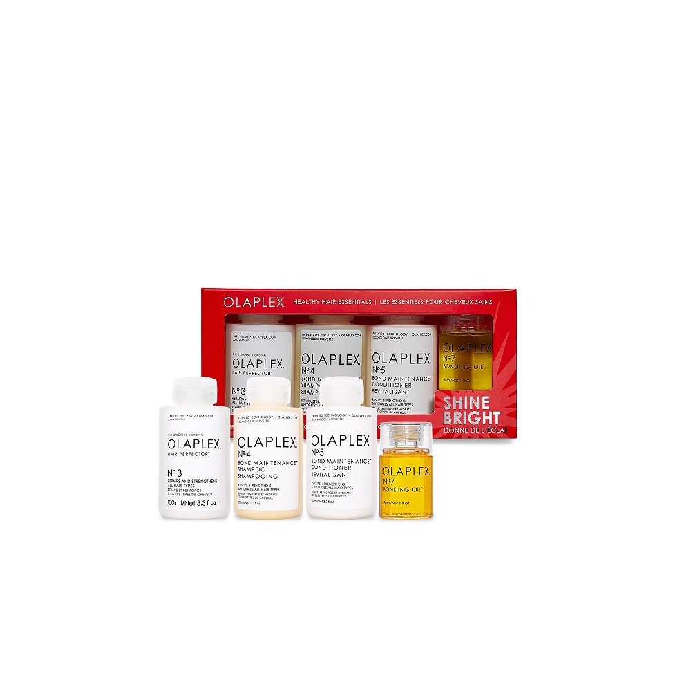 Olaplex Shine Bright Healthy Hair Essentials | Shampoo, Conditioner & Perfector Oil Gift