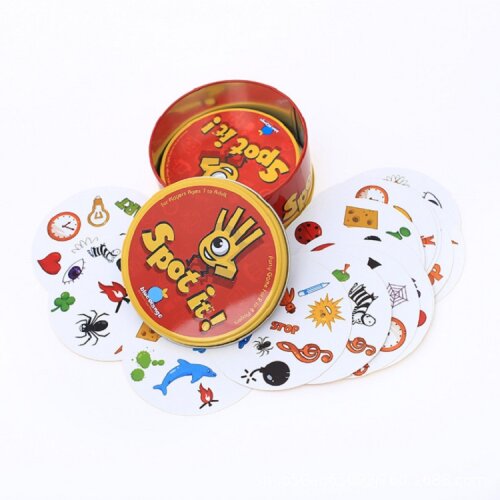 (Red) Spot it Card Game Dobble Family Friend Party Game Fun 5 Games In 1 Kids