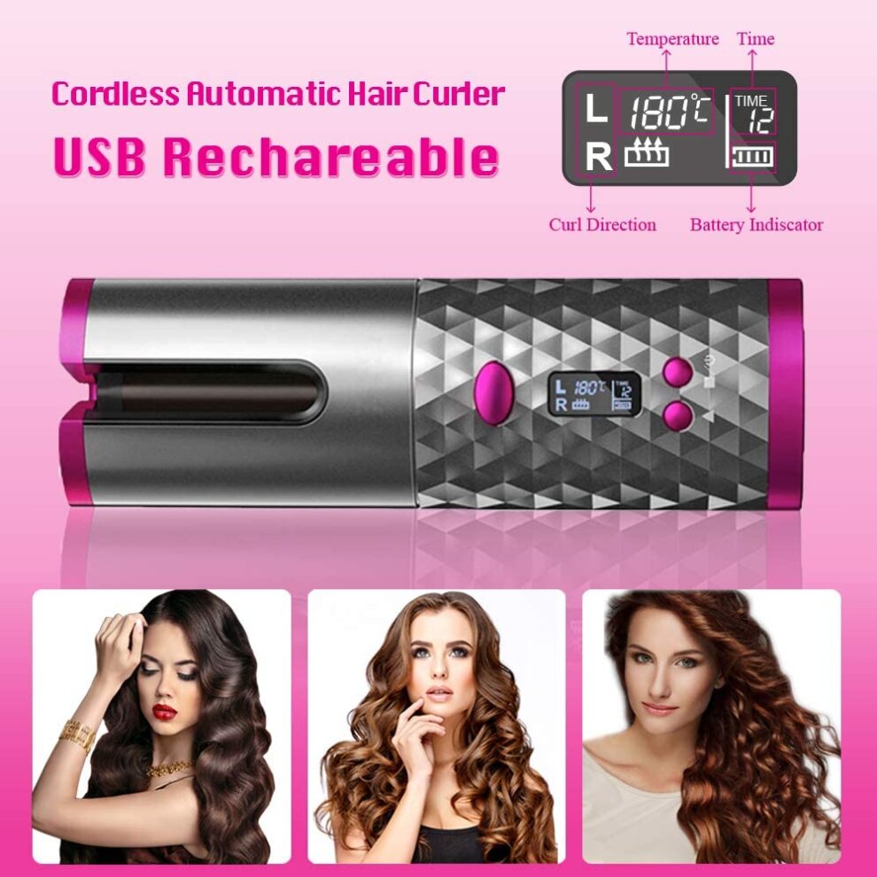 Wireless Automatic Curling Iron, Cordless Auto Curler Restriction with Built-in Recharge
