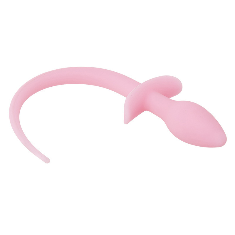 Sex Toy Anal Vaginal Plug Tail Silicone Masturbation Device Adult Men Women Sex Trainer with Luminous Effect Light Pink