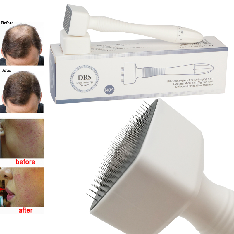 (0.25mm) Derma Roller System DRS 140 A Micro Needling Stamp Adjustable Needle Length Microneedle Real Needle for SkinCare Beard Growth Scalp Hair Re-Growth Acne Scar Pits Hair Loss Treatment