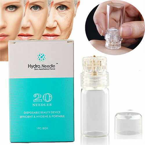 Hydra Needle 20 Pins Micro Needle Titanium Roller Stamp Hydra Roller Microneedle Fine Serum Injection Applicator Tool Whiten Bottle Gel Tube Skin Care Anti Aging