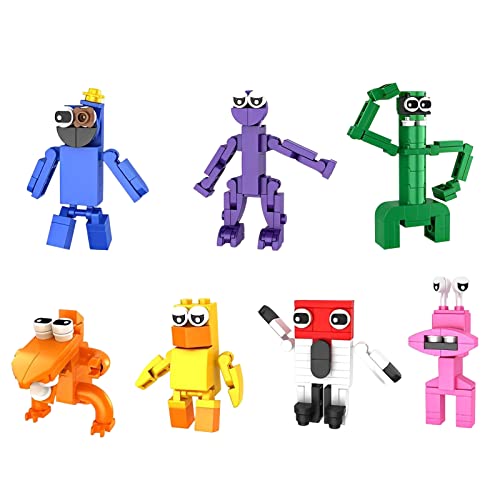 Building Blocks Toy Rainbow Friends Mini Figures 7pcs Action Figures Detachable Puzzle Toy Cartoon Characters Statue Model Figure Ornaments Fans Kids Gifts