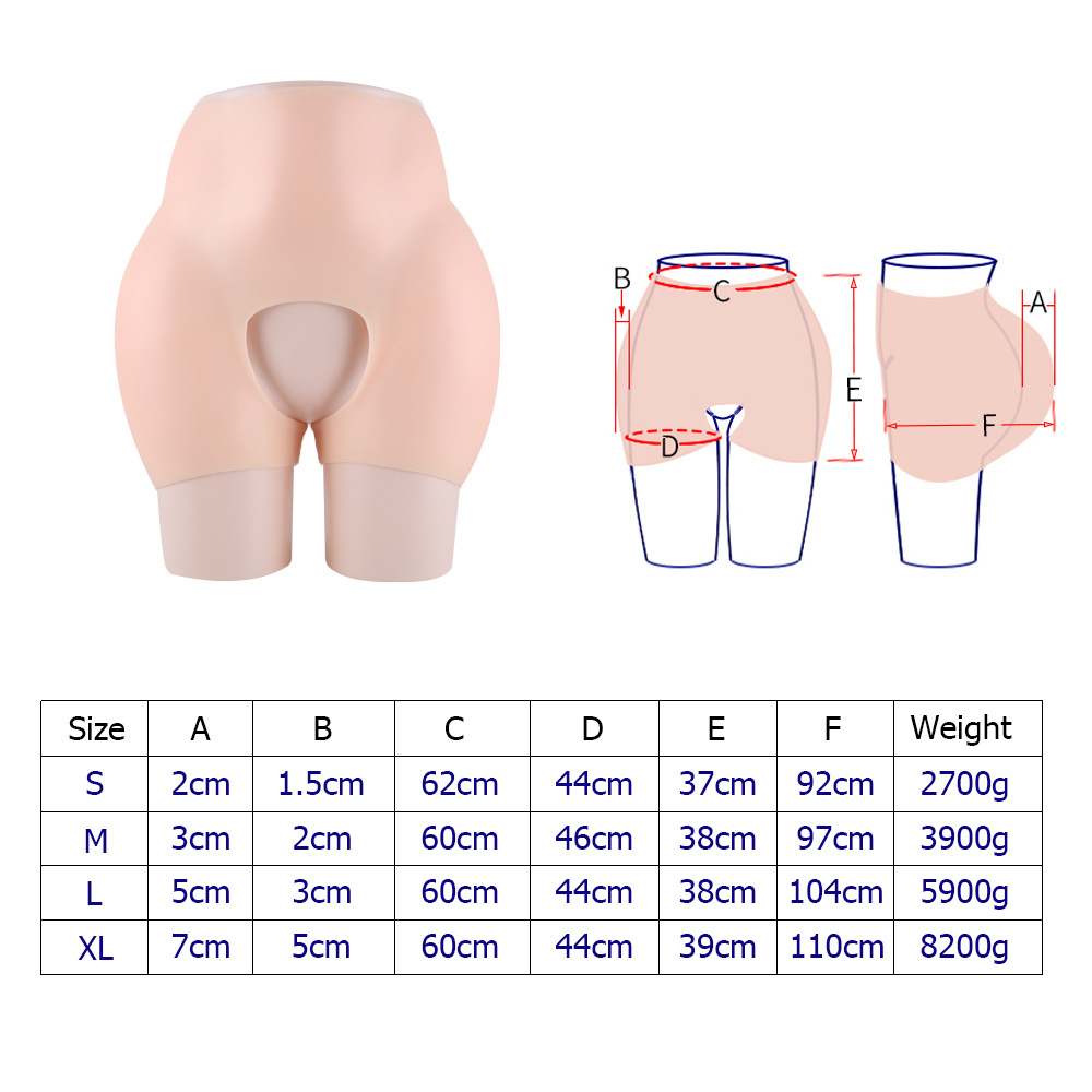 (S) Full Silicone Panty Buttock Hips Body Shaper Enhancer Padded Push Up Panty Butt Lifter Booty Thigh Pads Hips Enlargement  Shapewear Shorts Underwear Sexy Female Pussy Panties Open Crotch Design for Drag Queen Transgender Crossdresser