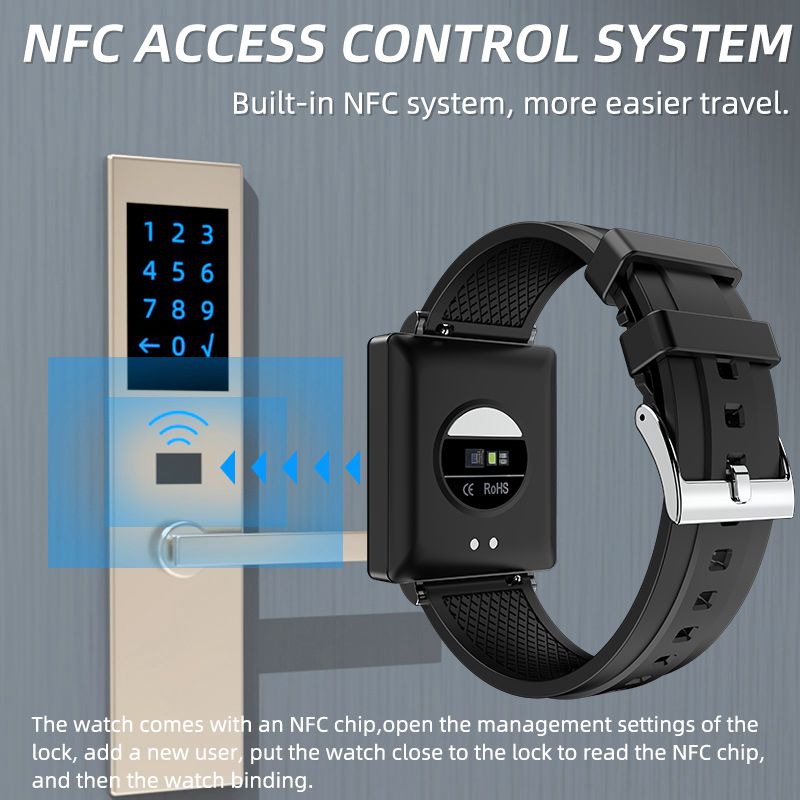 NFC Access Control Music Smart Watch Fitness Heart Rate BP Blood Glucose Body Temperature Smartwatch Men Women