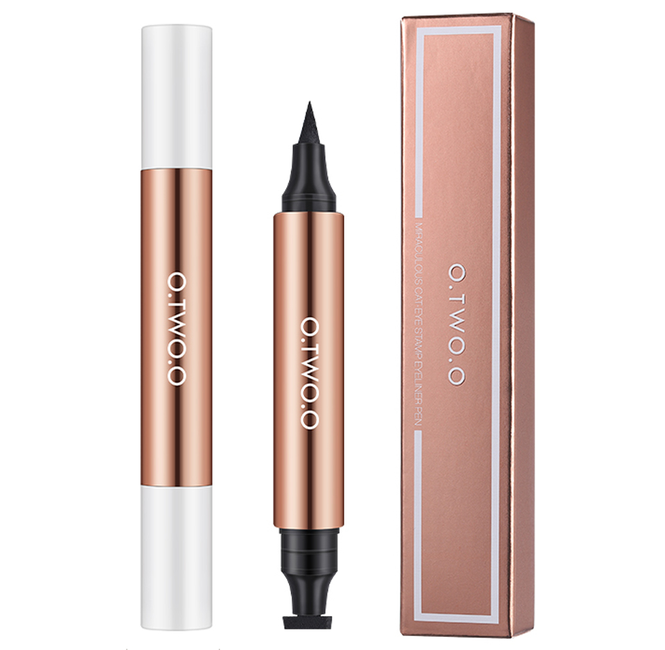Eyeliner Stamp Black Liquid Eyeliner Pen Eye Liner Pencil Natural Waterproof Fast Dry Double-ended Sweat-proof Long-Lasting Makeup Cosmetics Tools for Women Beginners