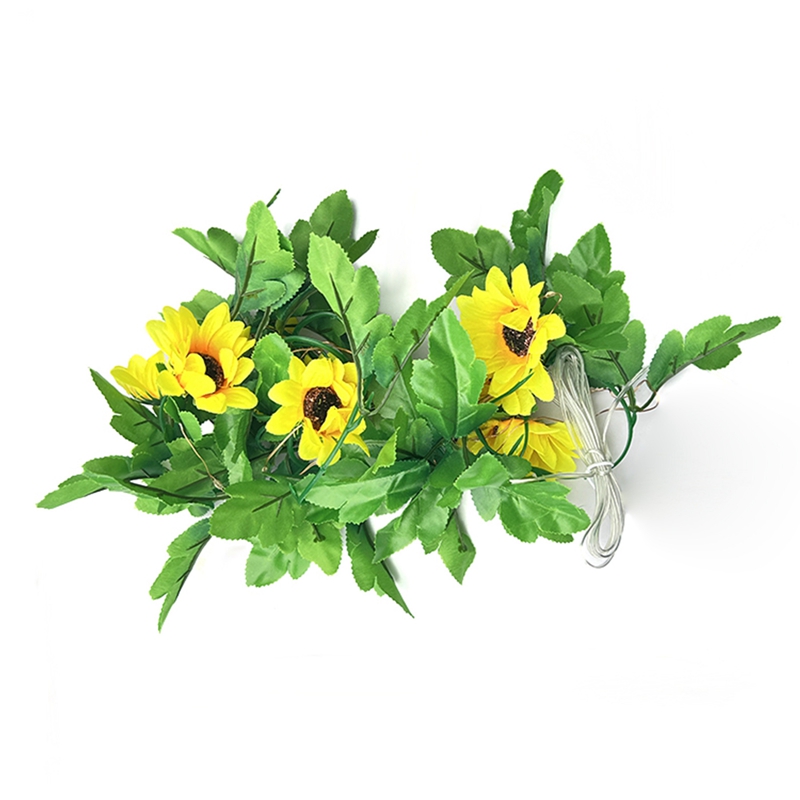 Sunflower Fairy Lights Battery Operated 2M/20 LED String Lights Decorative Artificial Flower Garland