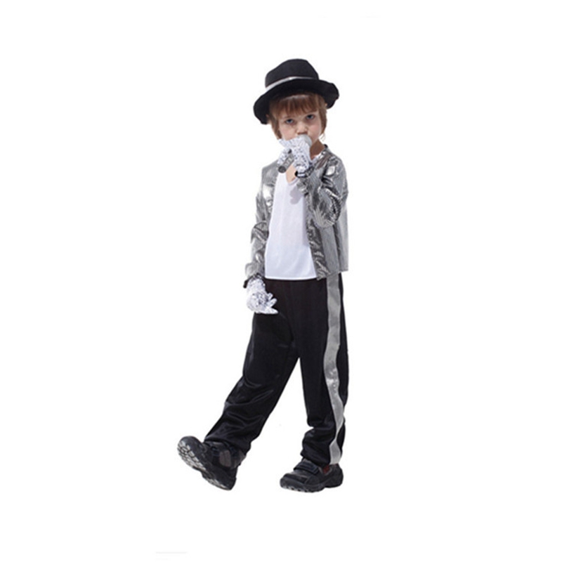 (S:95~110cm) Michael Jackson Children Fancy Dress Costume Halloween Cosplay