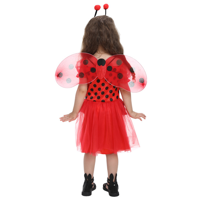 (95~110cm) Ladybug Costume Princess Fairy Costume for Girls Party Headbands Skirts for Girls Birthday Girls Costumes