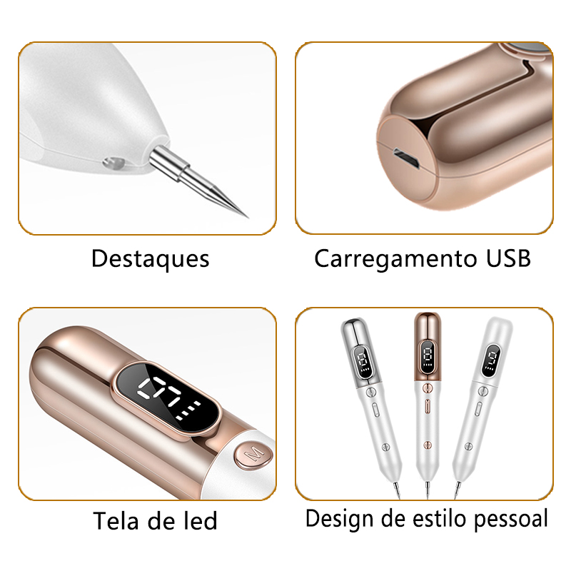 (White) Electric Laser Plasma Pen Mole Removal Dark Spot Remover Skin Wart Tag Remover Multi Speed Level Adjustable Skin Care Home Use USB Charging.