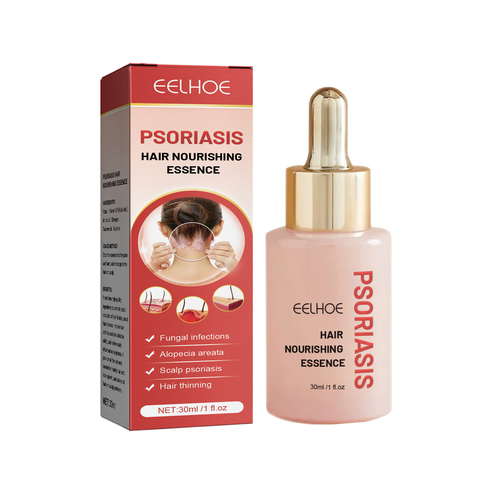 Hair Serum Psoriasis Dandruff Treatment for Scalp Oil Anti Itching Follicle Booster Stimulator Moisturizes Smoothing Nourishing