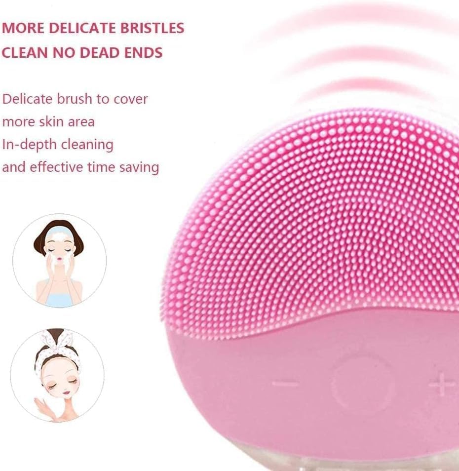 Facial Cleansing Brush Face Massager Silicone Ultrasonic Vibrating Facial Brush Sonic Electric Face Cleansing Exfoliator for Anti-Aging
