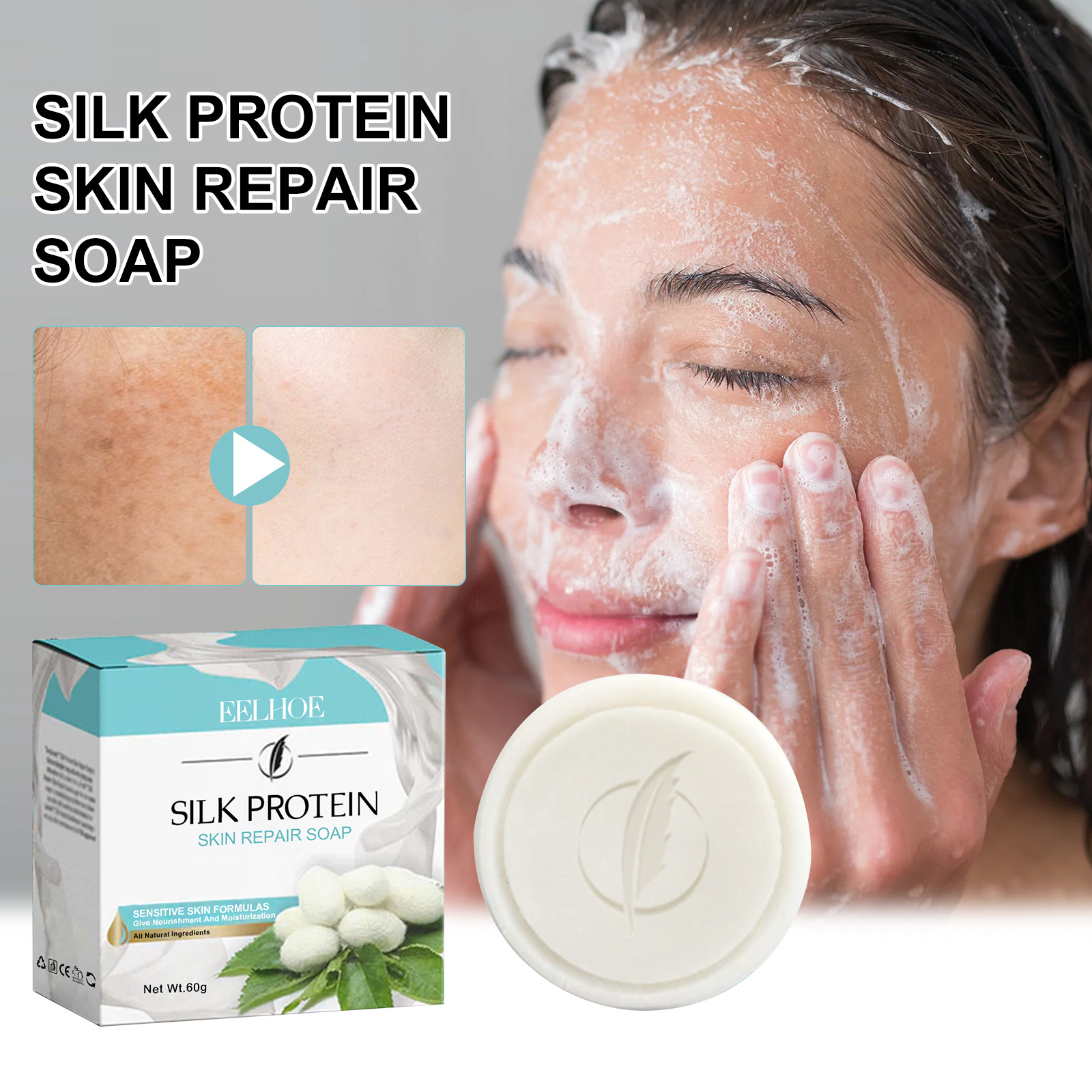 Milk Soap Silk Protein Skin Repair Soap Back Acne Treatment Soap Bars Skinferm Collagen Milk Whitening Deep Face Cleaning Wash Care