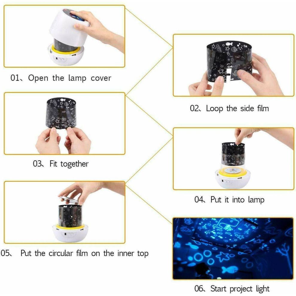 LED Rotating Star Moon Night Light Projector Lamp Kids Room