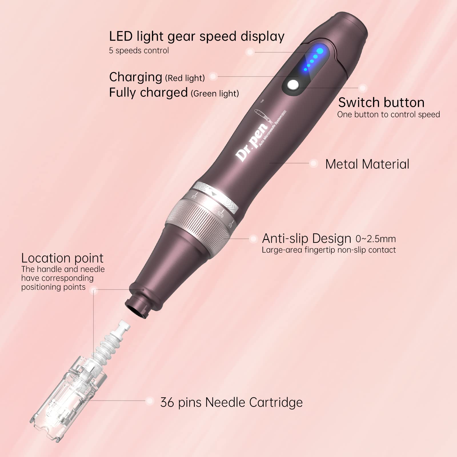Dr.pen A10 Wireless Derma Pen for Face Body Skincare Tool Kit Professional Microneedling Pen with 10pcs 36pin Cartridges