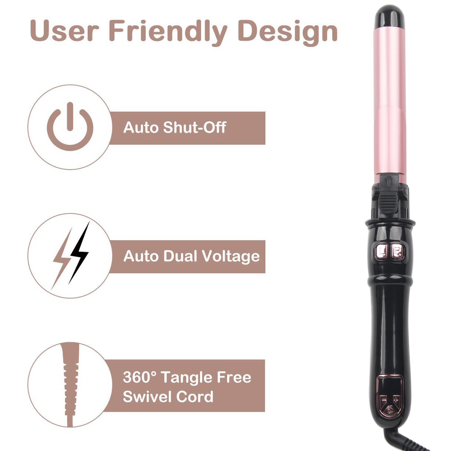 28MM Curling Iron with LCD Display Large Barrel Beach Hair Waver Curling Wand for Waves Gift for Women