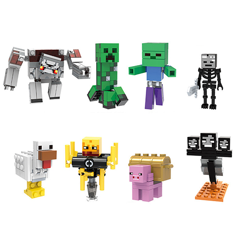 Minecraft Mini Figures Building Blocks Toys Game Character Figure Building Kits Collection Display Toy for Boys Girls Birthday Gifts 8pcs Set Fit Lego