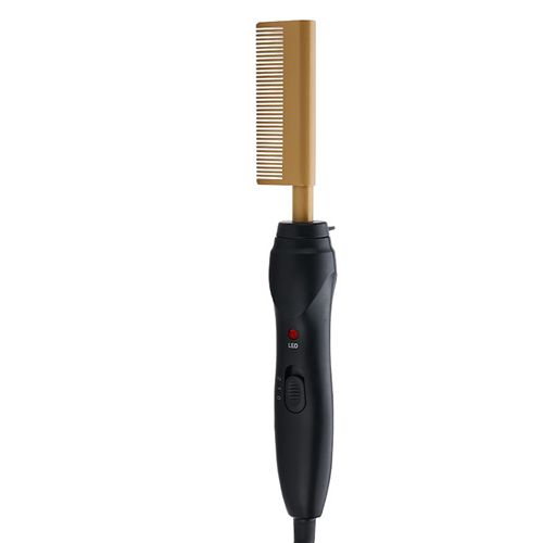 (Gold) Hot Comb Hair Straightener Portable Hair Straightener for Wet and Dry Hairener & Curly Hair Comb