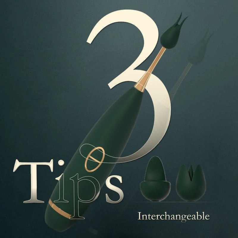 (Green) Orgasm Pen with Sucking Function Sucking Vibration Point Tidal Pen Multi Head Set Female Masturbation Massager Sex Toys G Spot Wand Vibrator