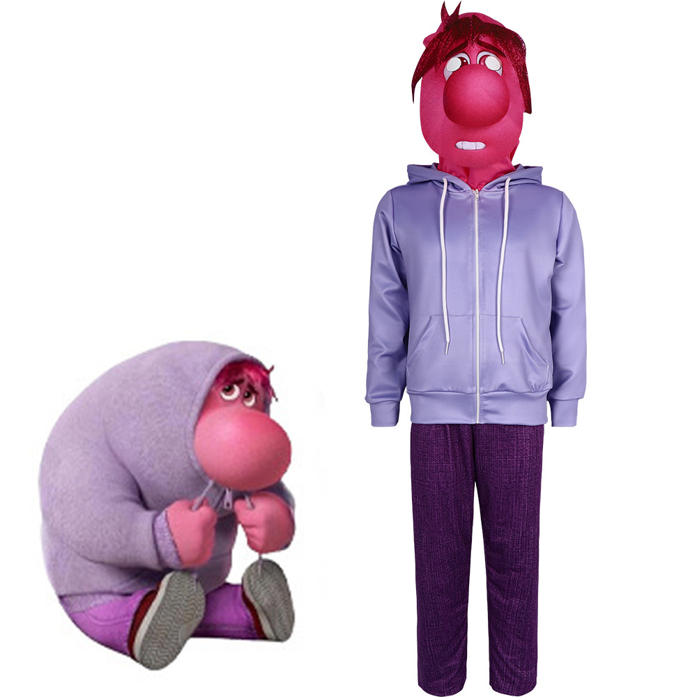 (Size 110) Disney Inside Out 2 Emotion Character Costume Embarrassment Cosplay Outfit for Girls Kids Adults Halloween Christmas Holiday Stage Performance Dress