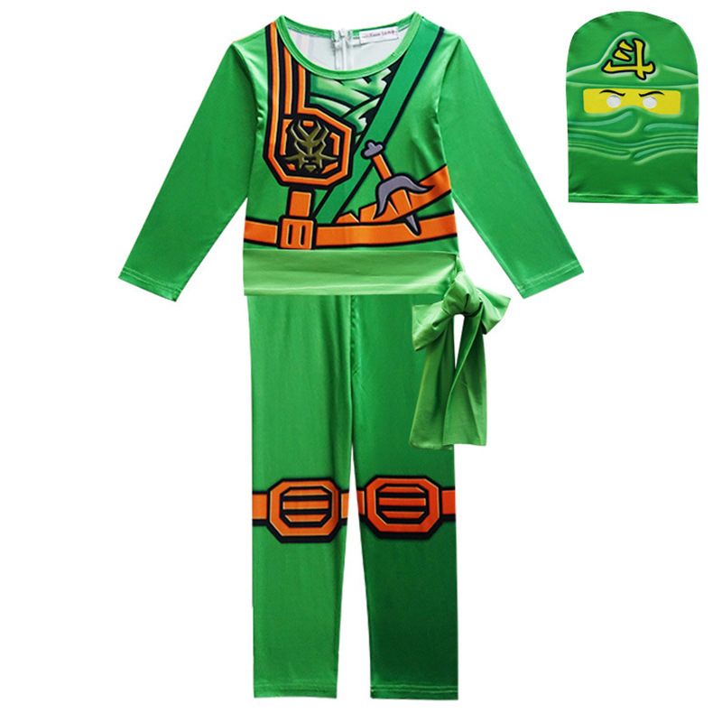 (Red 110) Kids Ninja Cosplay Costume Jumpsuit Set Halloween and Christmas Party Costume Street Costume Ninja Role Playing Costume for Boy and Girl