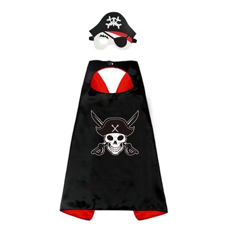(Colorx A) Child Pirate Cloak Toy Set Pirate Cape Costume Boys and Girls Halloween Cosplay Party Gifts Pirate Jack Cosplay Costumes Contains Pirate Accessories