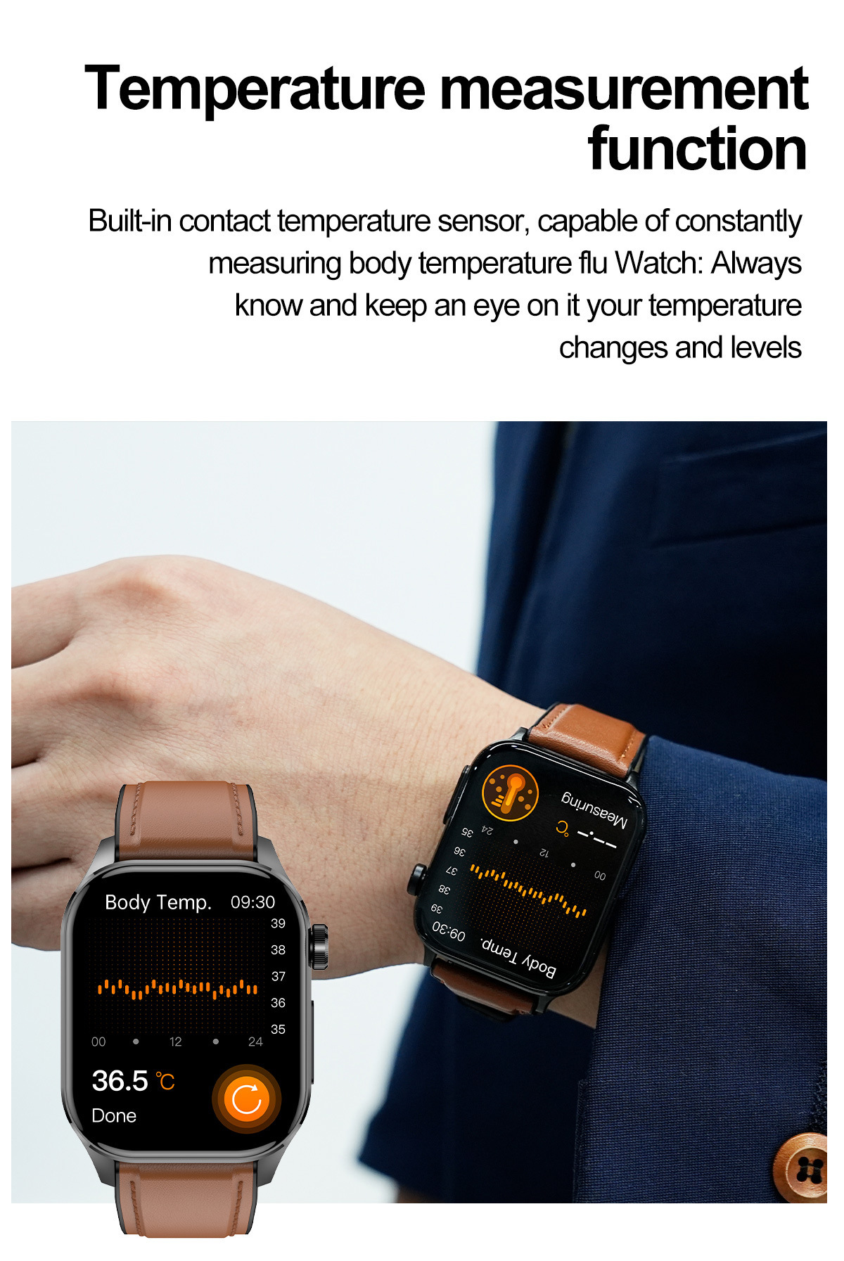 (Black Silicone	) Smart Watch 2.04 Inch AMOLED Smart Watches Waterproof Smartwatch Fitness Tracker Heart Rate Blood Oxygen Sleeping Monitor for Android iOS Phones