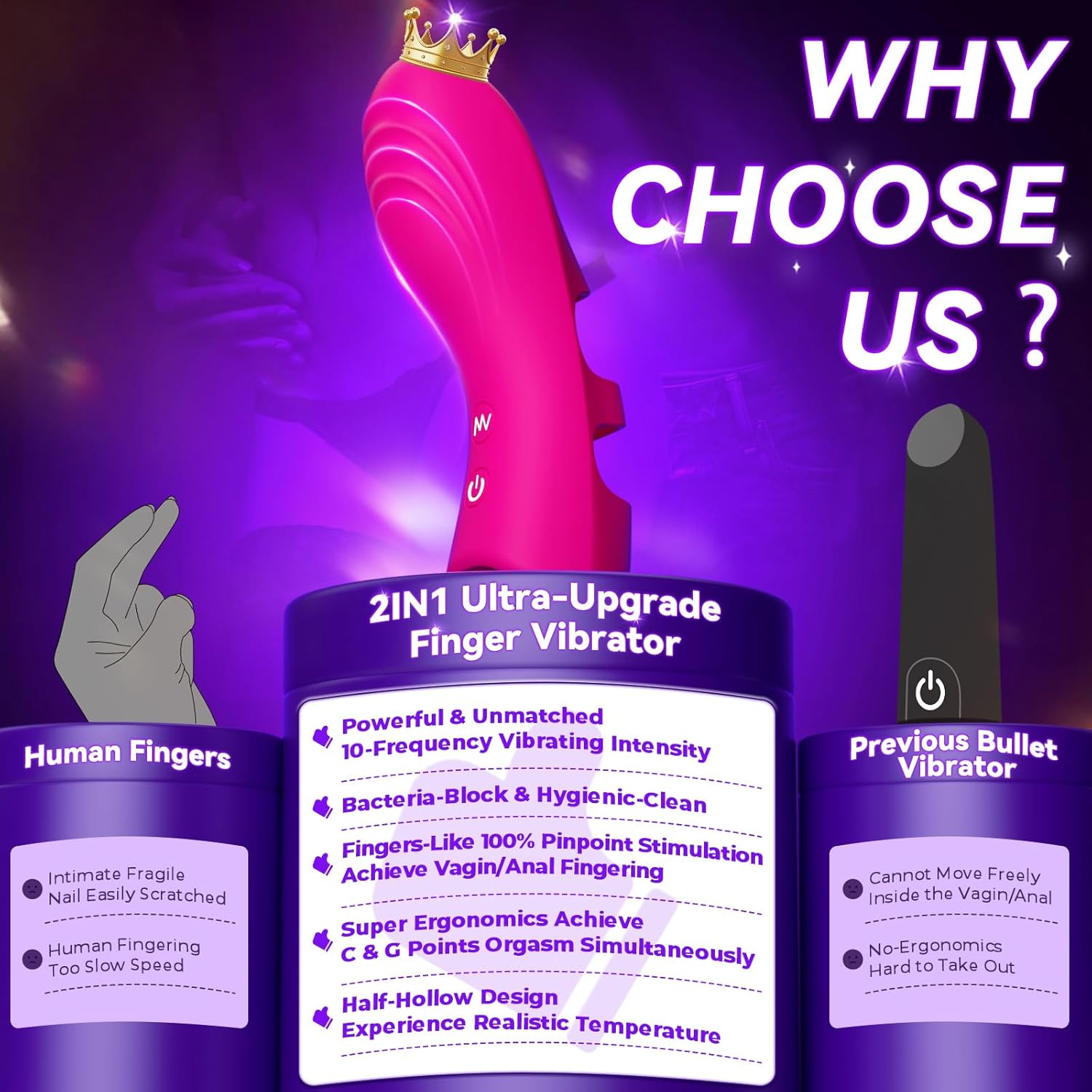 Bullet Vibrator Female Sex Toys 10 Vibrating Mini Finger Vibrators Precision Stimulator Clitoral G-Spot Nipple Anal Adult Toys Dildos Wand for Couples Men