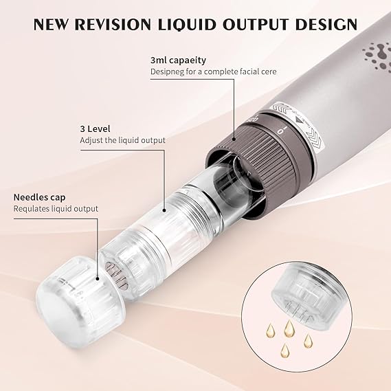 Dr.Pen H3 Professional Microneedling Pen with 18pcs 12PIN Cartridges Needles for Hydra Pen H3 Wireless Derma Roller Pen 6 Speed Levels 0.25-2.5mm Adjustable