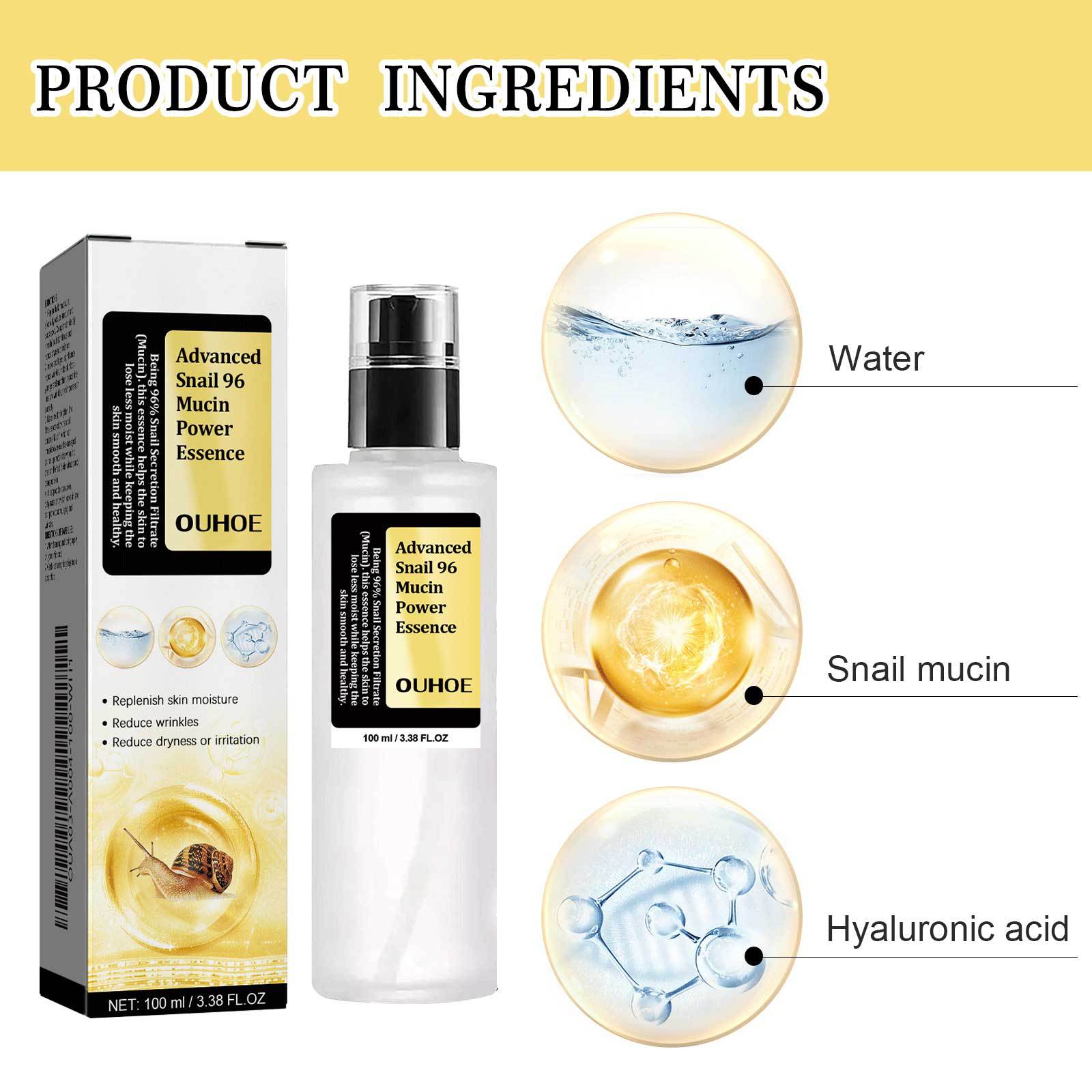 (1 PC) Snail 96 Collagen Face Essence Repair Skin Barrier Moisturizing Fade Dark Black Spots Whitening Face Serum Anti Rrinkle Snail Mucin Essence Treatment