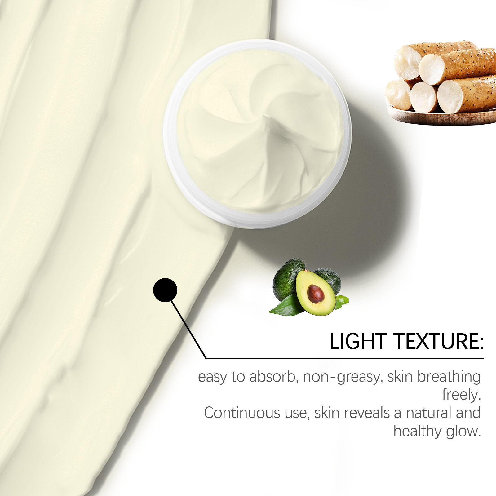 (1 PC) Wild Yam Cream Moisturizing Cream Hydrating Smooth Yam Root Extract Essence Firm Improve Skin Dullness Whitening Moisturizing For Body Face Care