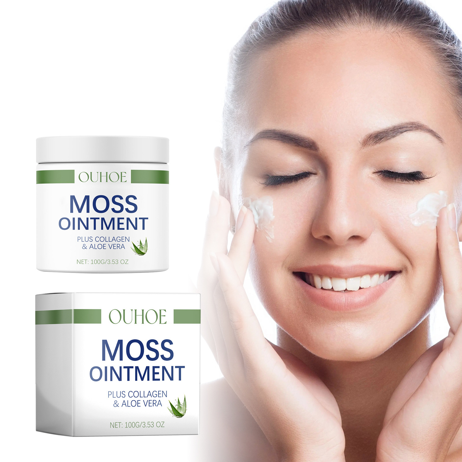 OUHOE Moisturizing Face Cream Tighten Skin Repair Fine Lines Aloe Vera Hydrating Improving Roughness Shrink Pores Collagen Face Cream 100g
