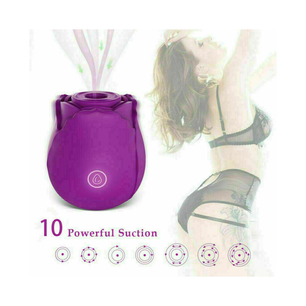 (Rose Red) Rose Sucking Vibrator Dildo Women Massager Sex Toy