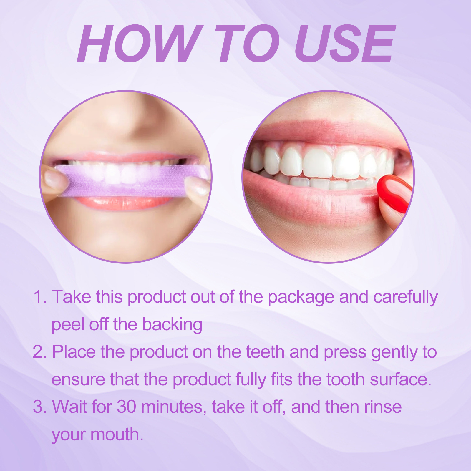 Purple Teeth Whitener Strip Stain Removal Mild Teeth Brightness Strip for Tea Smoking Stains