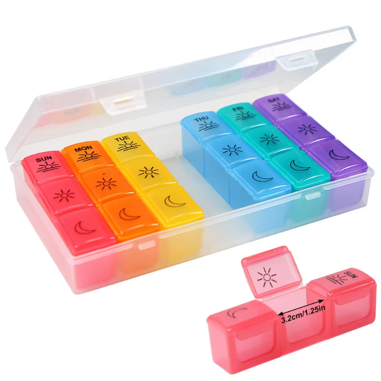 Large Weekly Pill Organizer Travel Portable Pill Box 7 Day Lightweight  Storage Box 3 Times A Day Medication Container for Vitamins