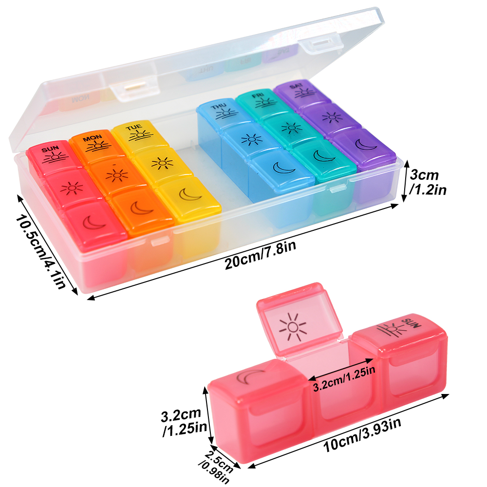 Large Weekly Pill Organizer Travel Portable Pill Box 7 Day Lightweight  Storage Box 3 Times A Day Medication Container for Vitamins