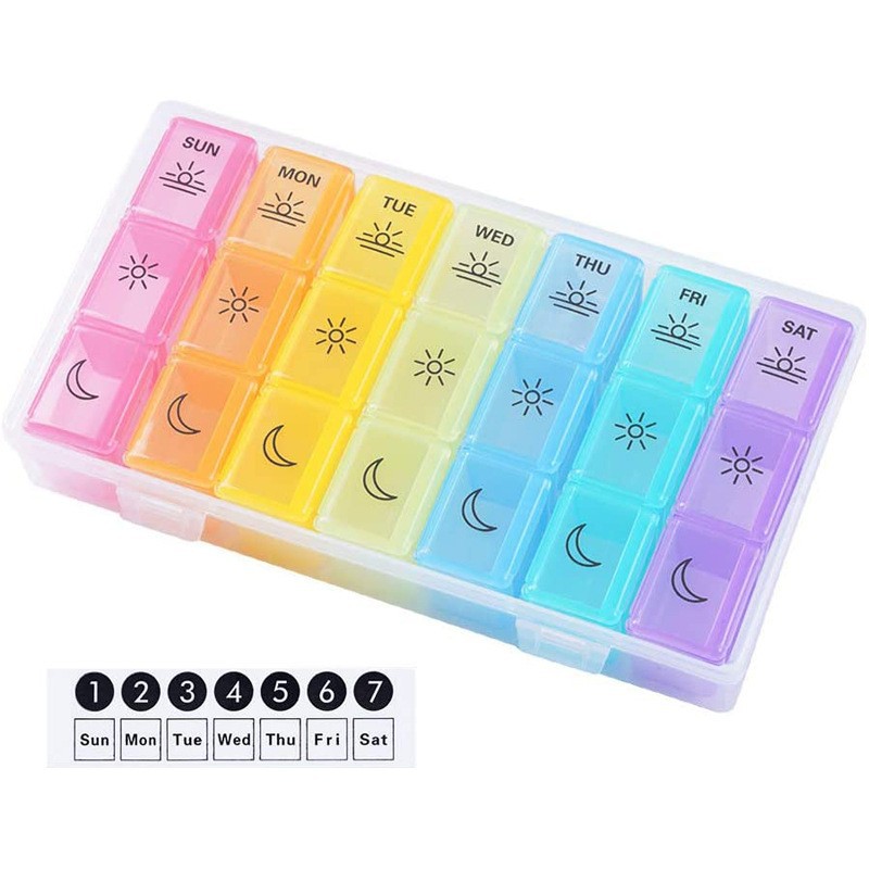 Large Weekly Pill Organizer Travel Portable Pill Box 7 Day Lightweight  Storage Box 3 Times A Day Medication Container for Vitamins