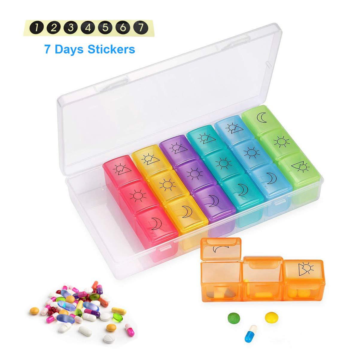 Large Weekly Pill Organizer Travel Portable Pill Box 7 Day Lightweight  Storage Box 3 Times A Day Medication Container for Vitamins