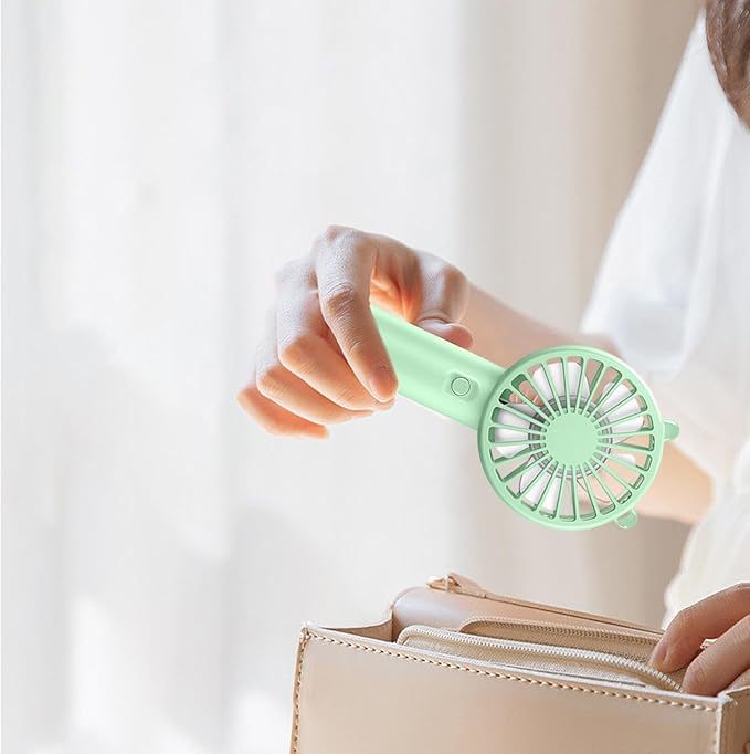 (Green) Portable Handheld Fan Small Cooling Fan USB Rechargeable Eyelash Eyelash Mute Cooler Handheld Fan Mini USB Rechargeable Desk 