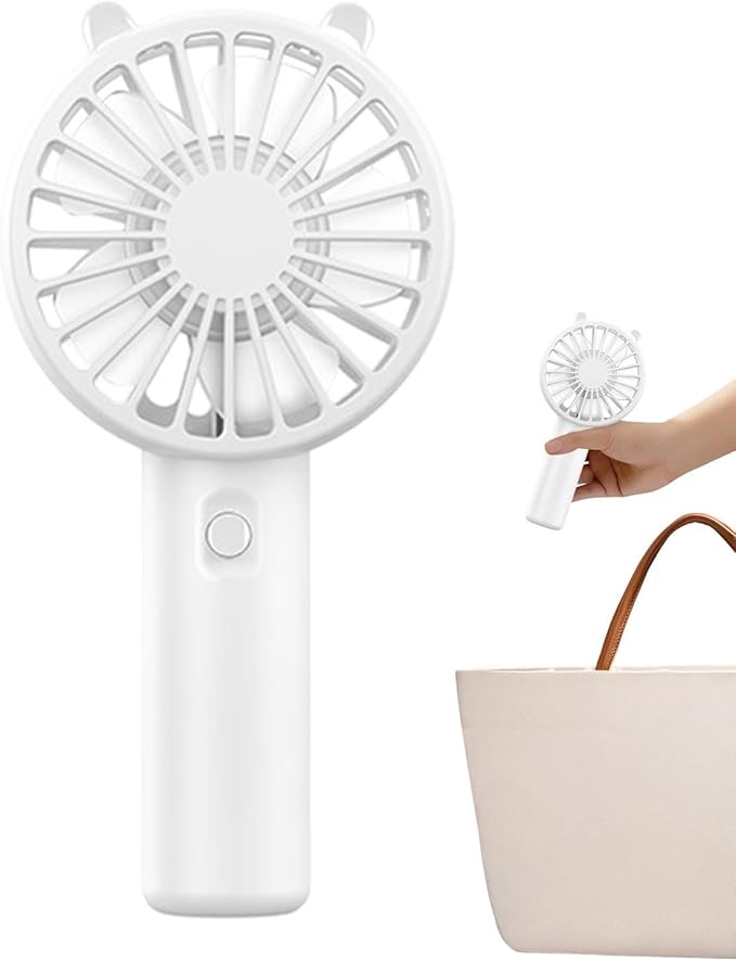 (White) Portable Handheld Fan Small Cooling Fan USB Rechargeable Eyelash Eyelash Mute Cooler Handheld Fan Mini USB Rechargeable Desk 