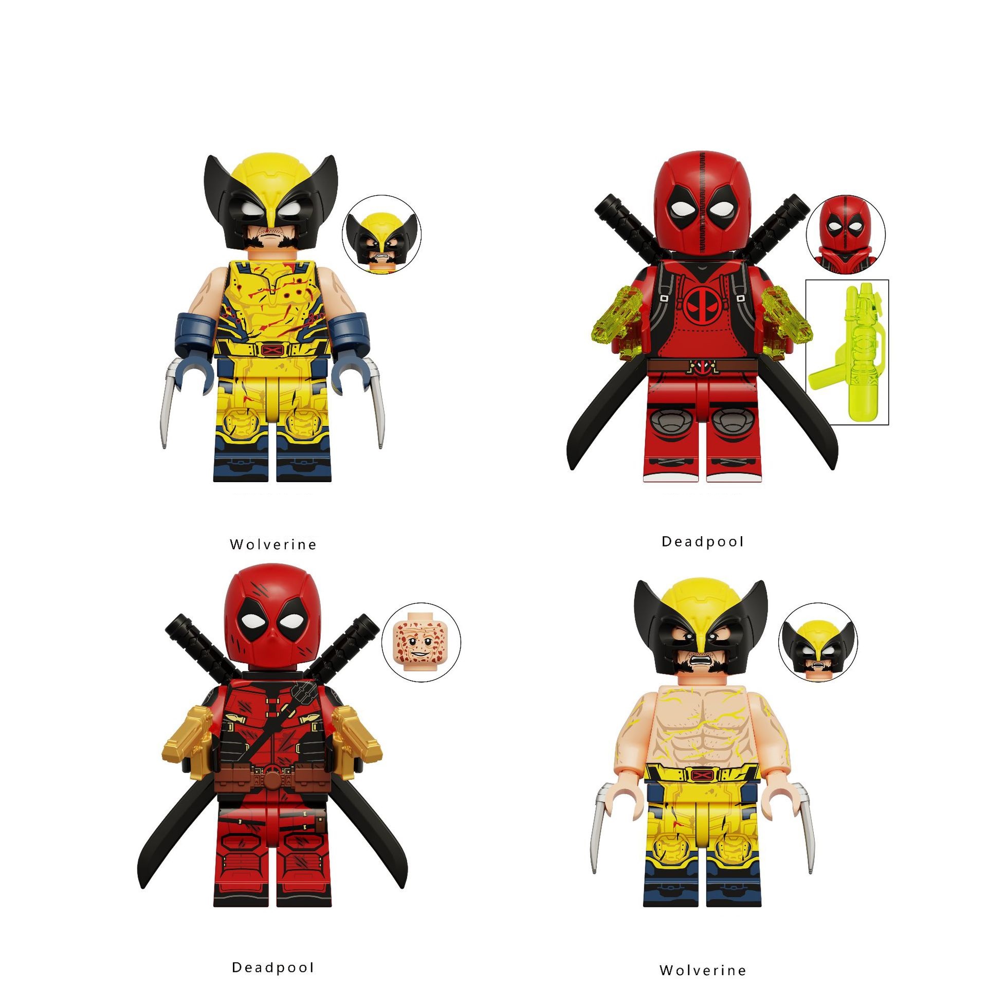 (Style A) Super Hero Wolverine Deadpool Mini Figures Building Blocks Marvel Cinematic Universe Collectible Series Toys Gifts for Kids