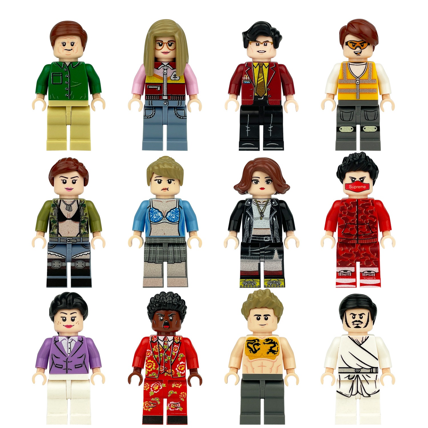 (12 Pcs Professions F) Mini Figures Toys Different Professions Including Police Doctor Astronaut Farmer Building Blocks Role Play Collection Happy Playset for Kids
